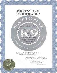 National K-9 Professional Trainer Certificate